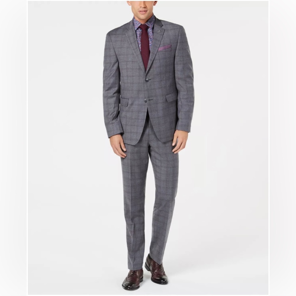 NWOT Original Penguin Men’s Slim-Fit Windowpane Suit 38R